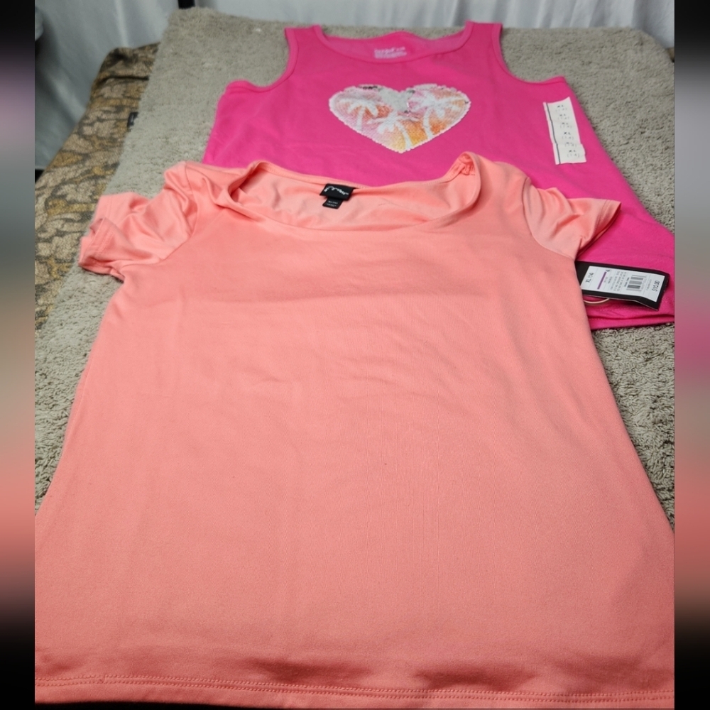 Girl's 2 Piece Top Set - Pink & Light Orange - Cat & Jack And Art Class - XL(14)